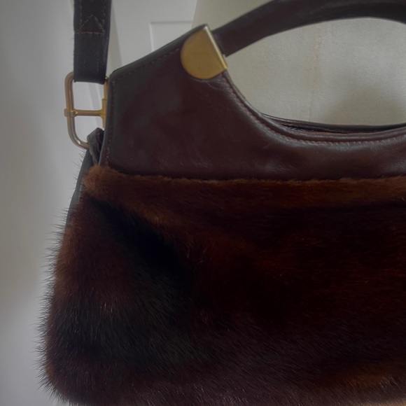 SOLD; EXCELLENT NATURAL RICH RANCH MINK FUR HANDBAG  HIDDEN HAND MUFF LEATHER - Picture 3 of 11